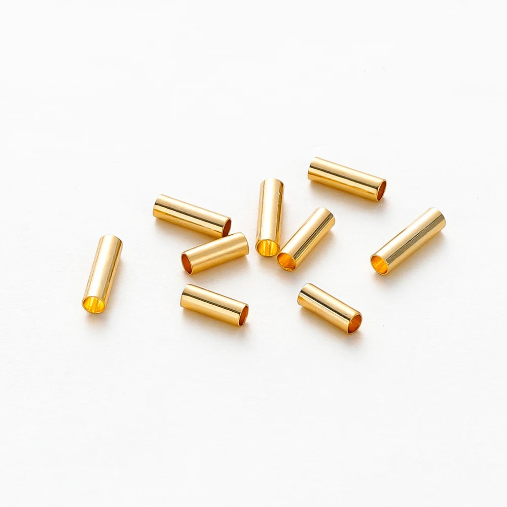 100 Stück 14K 18K vergoldete Messing Nudel Rohr Zylinder Gerade Perlen 5 6 7mm Abstandhalter lose Perlen für DIY Armband Schmuckherstellung