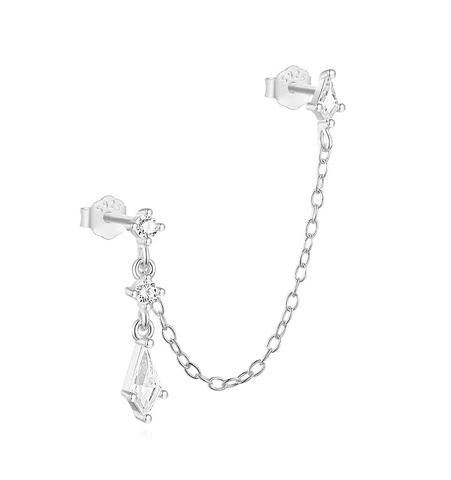 CANNER 1PC Vier-Punkt-Stern Mond Quaste Lotus Knorpel Spirale Piercing 925 Sterlingsilber Ohrstecker Für Frauen Ins Ohrring