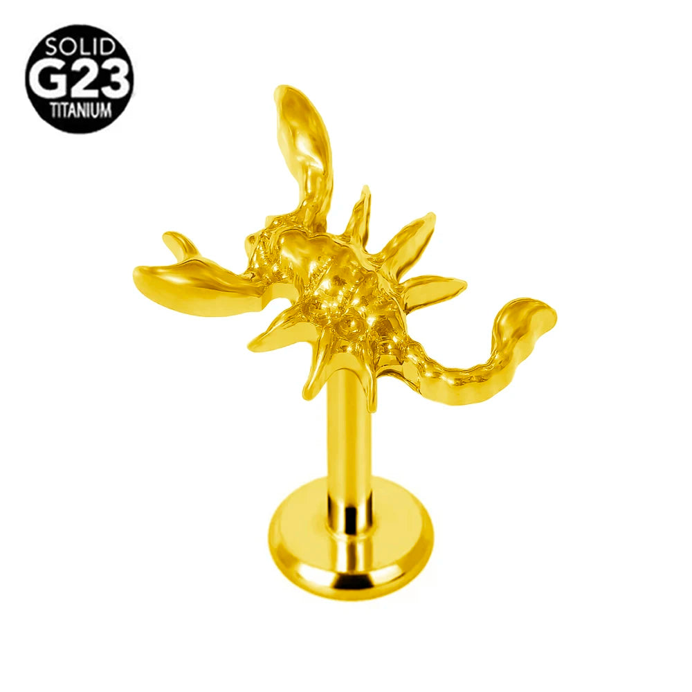 Piercing Labret G23 Titanio Serpiente Abeja Pluma 16G Rosca Interna Pendiente Cartílago Hélice Joyería Corporal