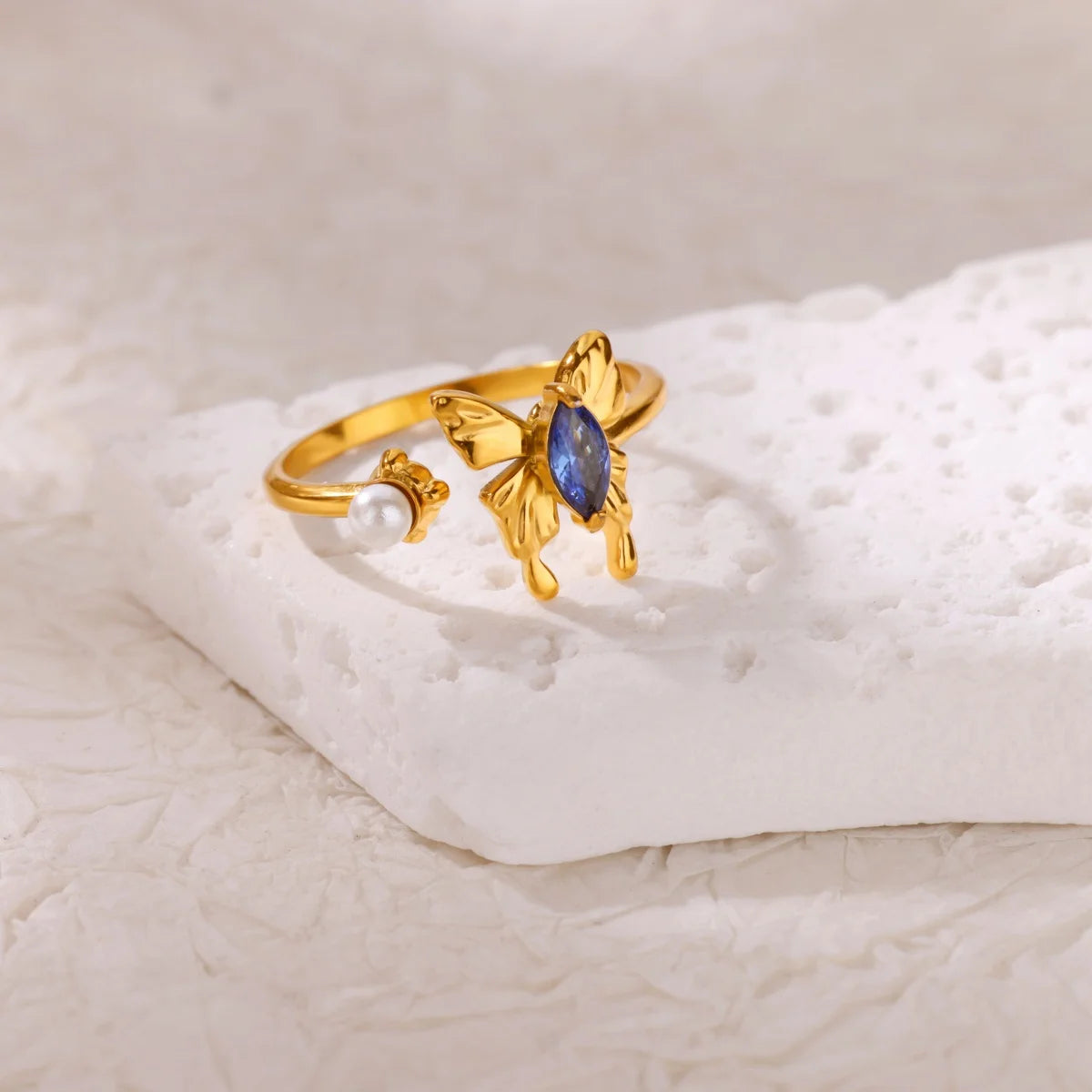 Mode Luxus Zirkon Schmetterlingsringe für Damen Edelstahl Offener Fingerring Trendiger Hochzeitsfeier Ästhetischer Schmuck Geschenk