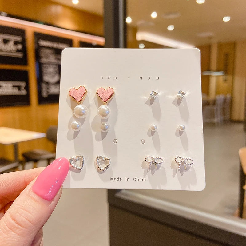 Neue S925 Silber Nadel Ohrstecker Set für Frauen Mädchen Einfache Süße Exquisite Mini Ohrringe Schmuck Geschenk Großhandel Direktverkauf