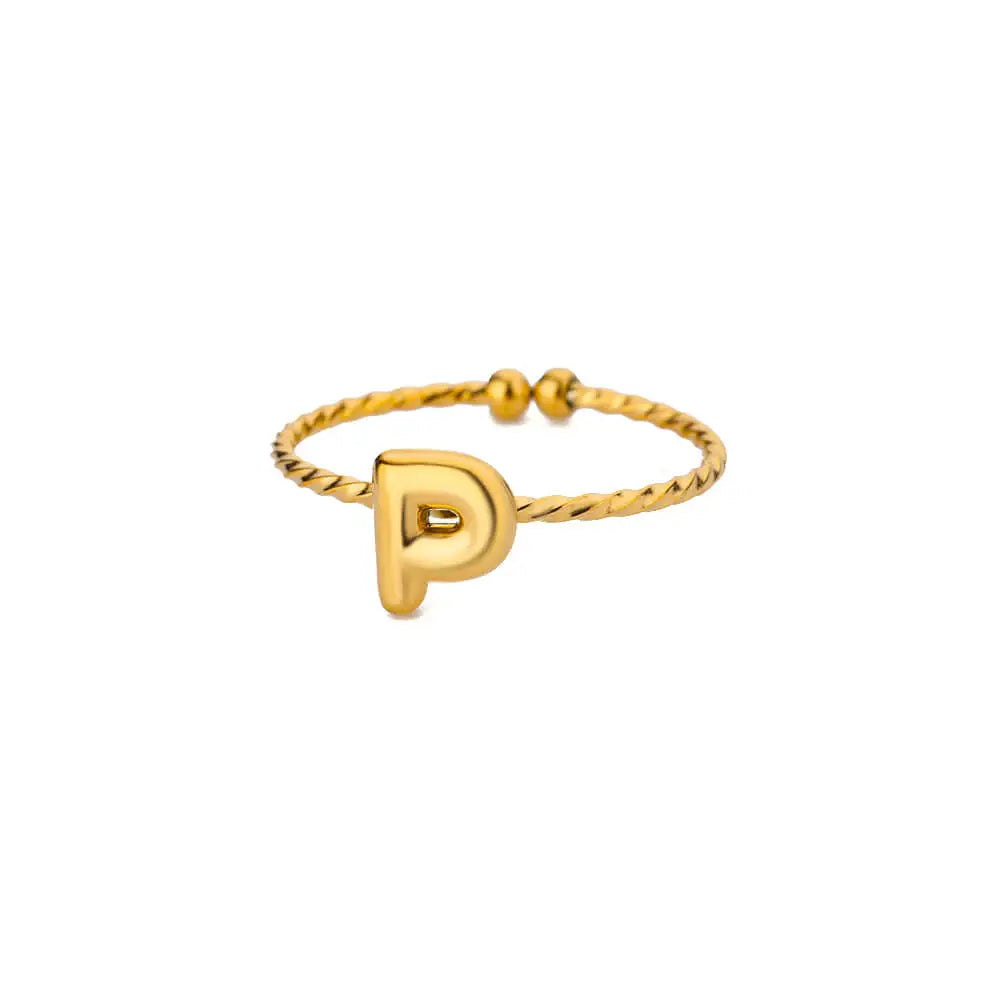 Süße klobige Initialenringe für Frauen, goldfarbener Edelstahl A-Z Buchstaben verstellbarer Ring, ästhetischer Hochzeitsschmuck, Geschenk