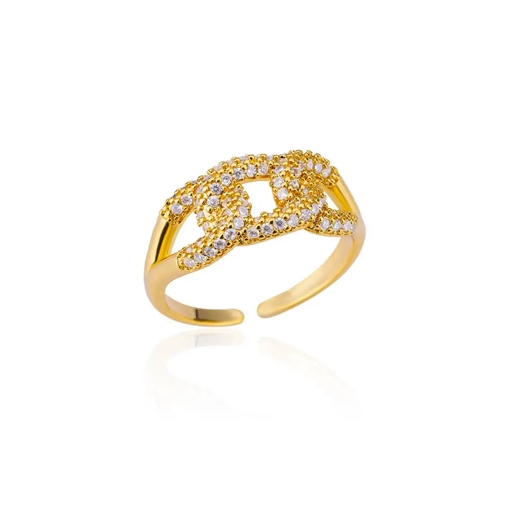 Zirkon-Stabringe für Damen, vergoldeter Edelstahl, offener Stabring, 2023, trendiger Luxus-Hochzeits-Ästhetik-Schmuck Anillos