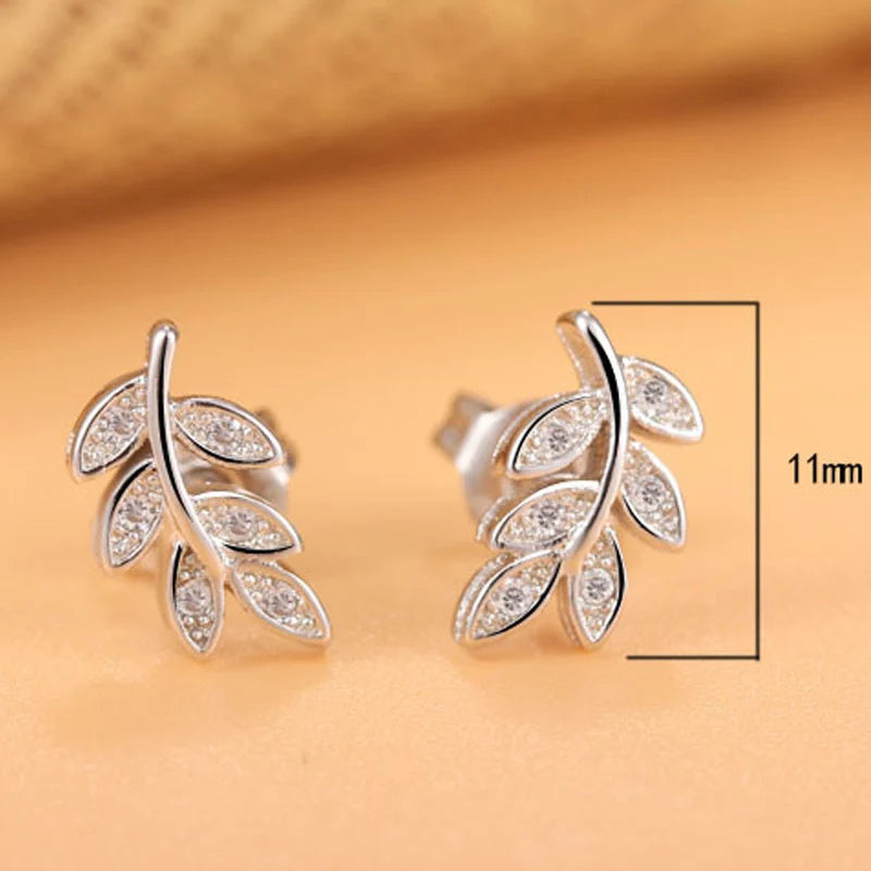 Luxus 925 Sterling Silber Blatt Kleine Verlobungs-Ohrringe für Frauen Feiner Schmuck Großhandelsschmuck Verhindert Allergien