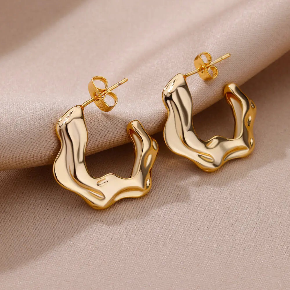 Unregelmäßige C-förmige Ohrringe für Damen, Edelstahl, geometrisch, 2024, Trend, Hochzeitsfeier, ästhetischer Schmuck, Aretes