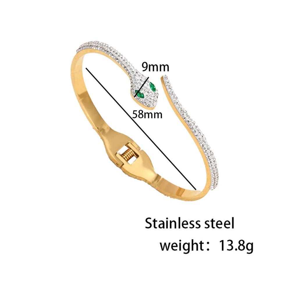 Klassisches Edelstahl-Zirkon-Emaille-Damenarmband, hochwertiges wasserdichtes Metallarmband, Hochzeitspartyschmuck