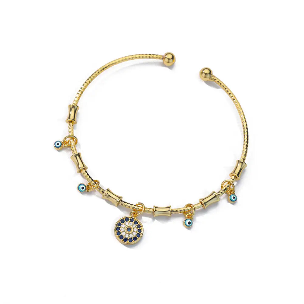 Hand Evil Eye Armband für Damen Edelstahl Zirkon Armreif Sets Türkischer Luxus Party Schmuck pulseras bijoux femme