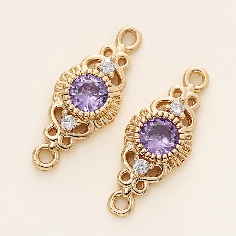5/10 unidades/paquete de colgantes ovalados conector de 2 orificios de latón chapado en oro de 18 quilates para hacer collares y accesorios de joyería DIY