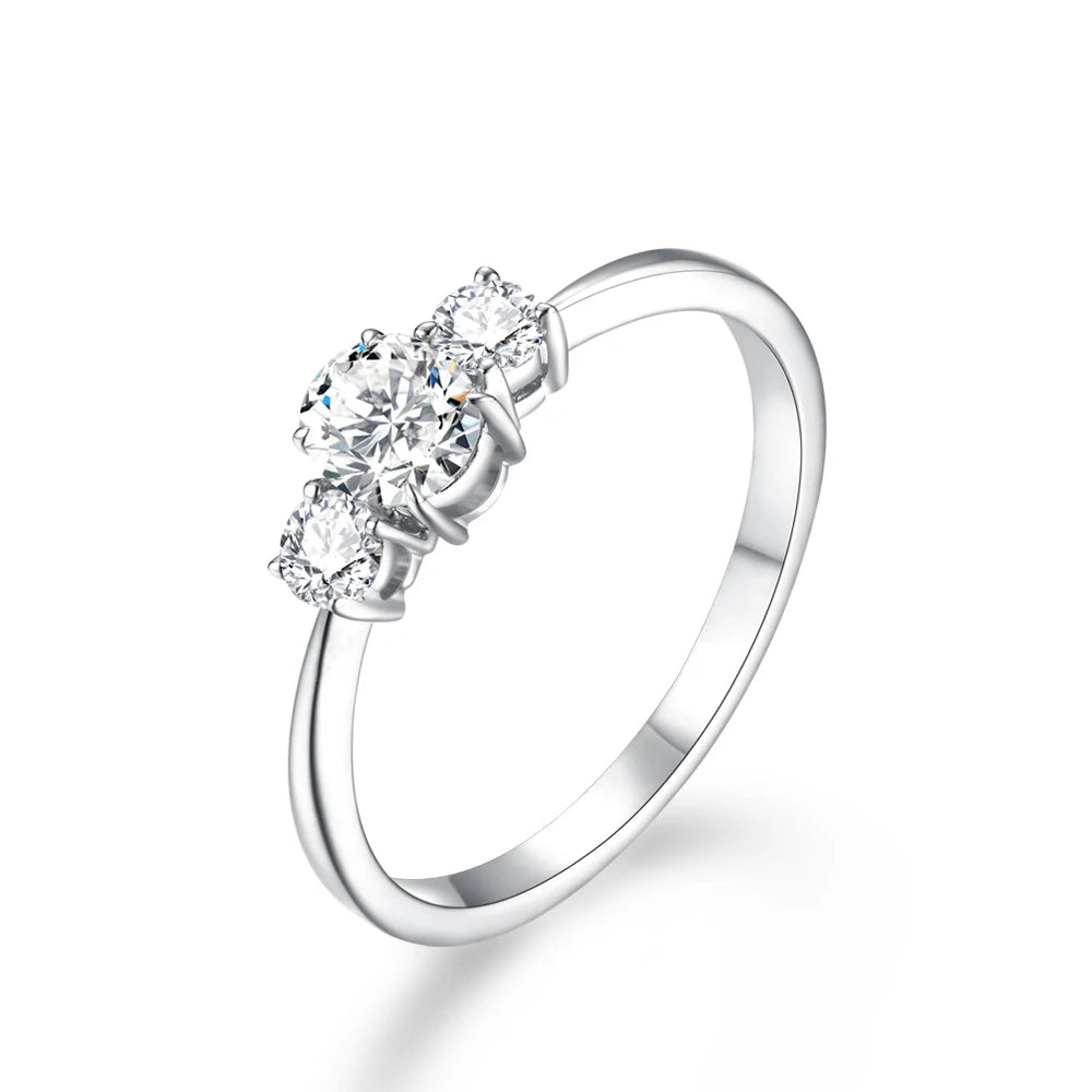 MINTYBOX D Farbe Ovalschliff Drei Stein Moissanit Ringe Solide 925 Silber 18K Vergoldet Schmuck für Frauen Verlobungsring Hochzeit