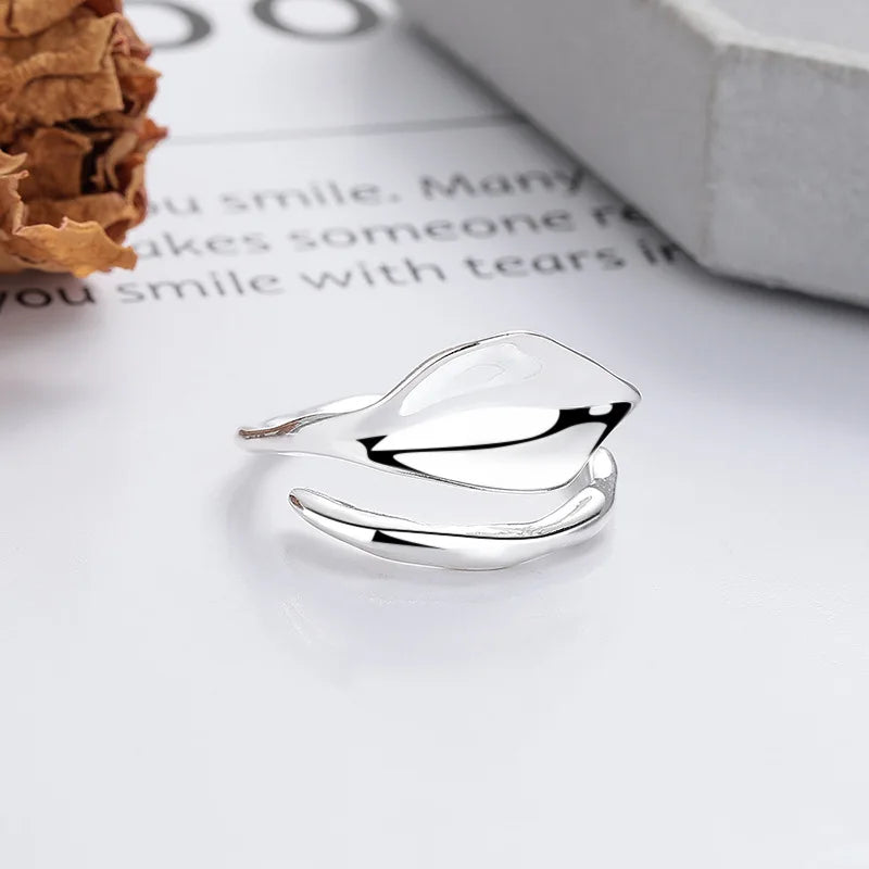 925er Sterlingsilber Glatte Oberfläche Blattringe für Frauen Paar Verlobung Schmuck Zubehör Großhandel Argent 925 Schmuck