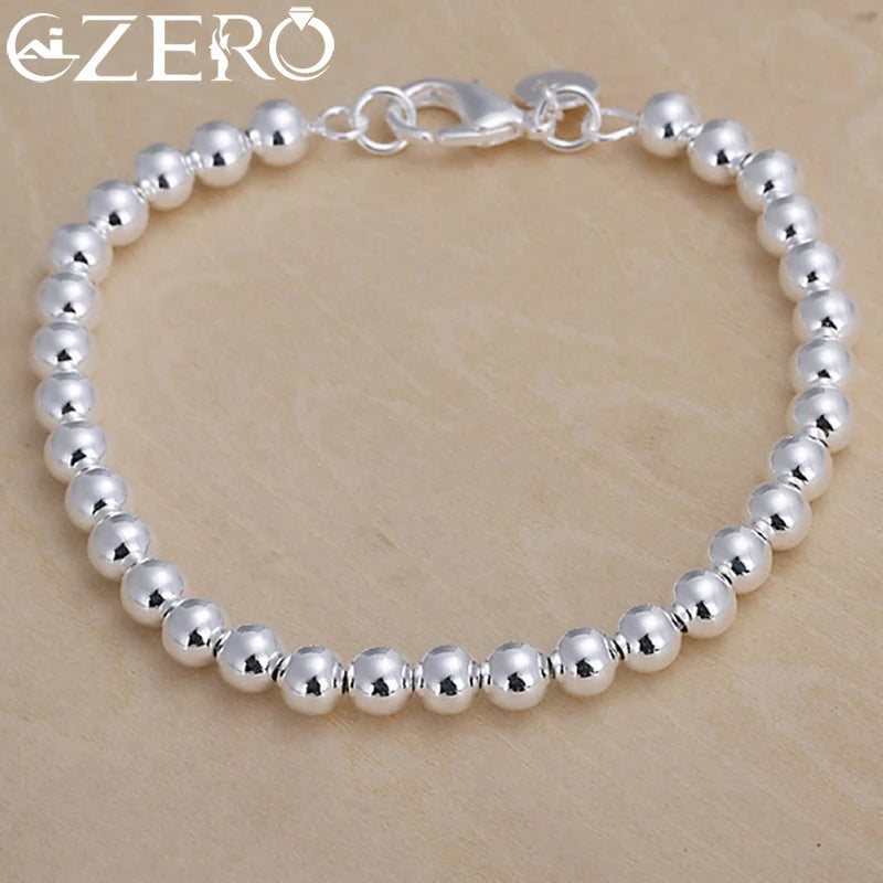 925 Sterling Silber Armbänder Modeschmuck Charm Frauen Kette Damen Hochzeit 6MM Perlen Fabrikpreis