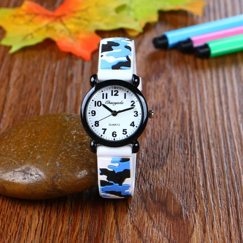 Reloj de pulsera de cuarzo con correa de camuflaje de marca para niños, relojes de dibujos animados para estudiantes, niños, niñas, deportivos, para fans del ejército, geniales, Dropshipping
