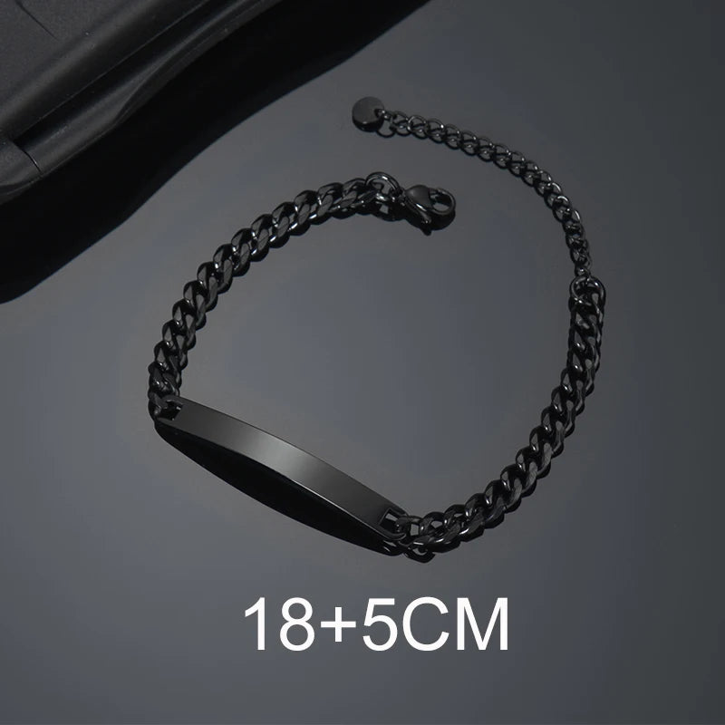 Bluelory Personalized Bracelet For Men  Women Stainless Steel Multi Styles Blank Nameplate Heart Bracelet  Party Jewelry Gift