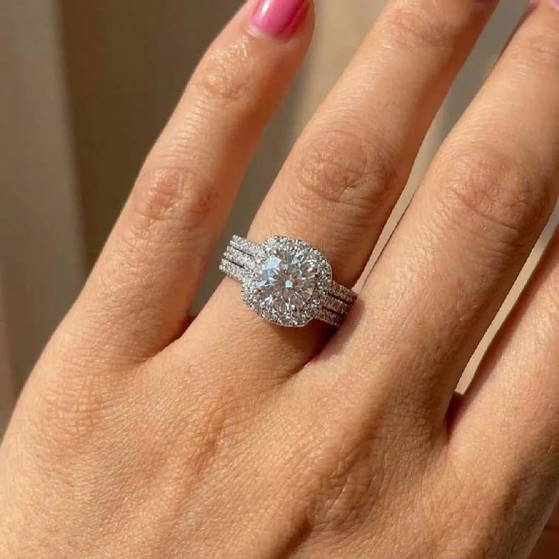 Anillos de geometría cuadrada de circonita brillante de plata de ley 925 para mujer, regalo de fiesta, joyería elegante de alta calidad, gran oferta