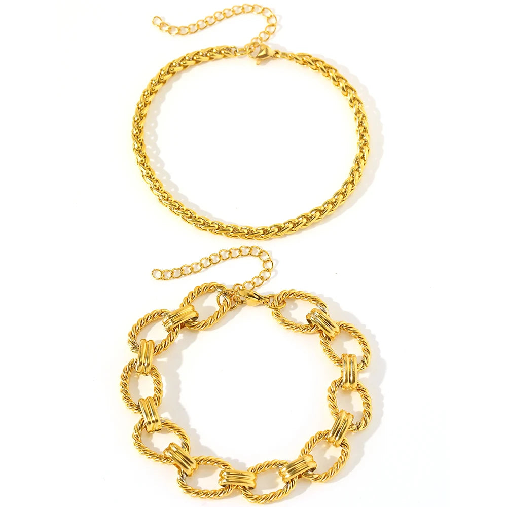Edelstahl Armband Set Minimalistisches Neues Beliebtes Ketten-Armband für Damen Schmuck Nicht verblassend Hochwertige Geschenke
