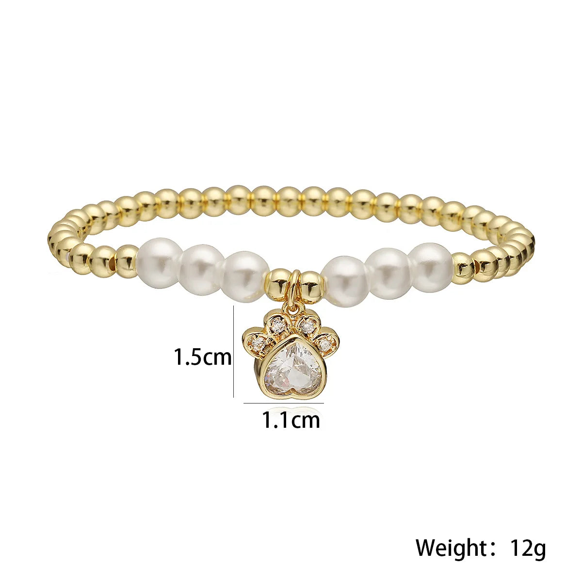 NEWBUY Nicht-Verblassende Goldfarbene Kupfer Schmuck AAA Zirkonia Pfotenanhänger Perlen Armbänder für Damen Party Schmuck