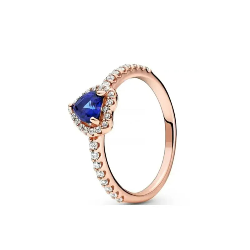 925er Silber Herz-Stein-Ring Neu Heiß Verkaufend Rosa Weiße Ringe Geeignet für jeden Anlass Passendes DIY Geburtstagsgeschenk