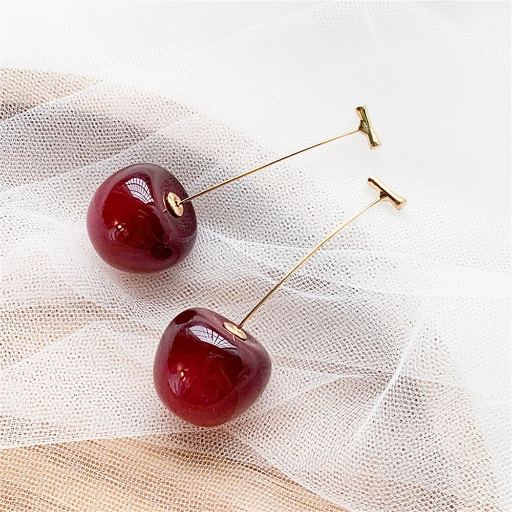 Süße Kirschfrucht Acryl Ohrringe Modische Harz Kirsch Ohrringe für Frauen Kpop Schmuck Trendige Accessoires