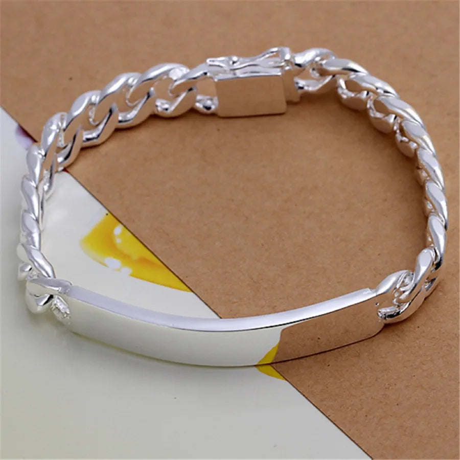 925 Sterling Silber exquisites massives Kettenarmband Mode Charms Frauen Männer massiv Hochzeit süße schlichte Modelle Schmuck