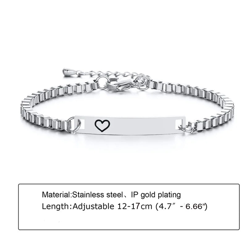 Individuelles personalisiertes Namens-ID-Armband für Mädchen und Jungen, Edelstahl-Gliederketten-Kronenarmband, nicht allergisch
