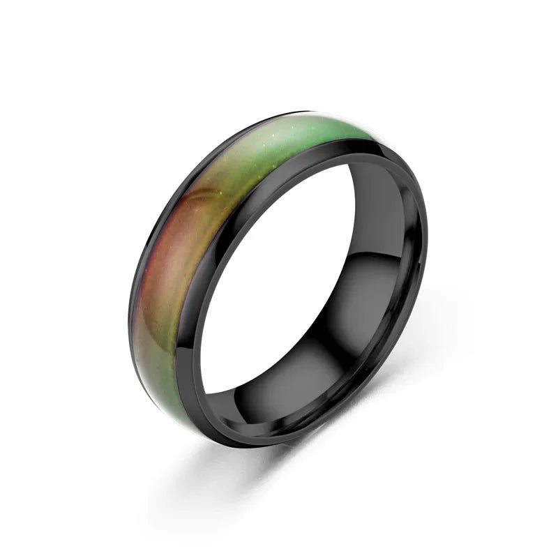 6MM Farbwechsel Edelstahlringe für Frauen Stimmungs-Emotions-Gefühls-Temperaturring Männer Paare Mode Schmuck Geschenk