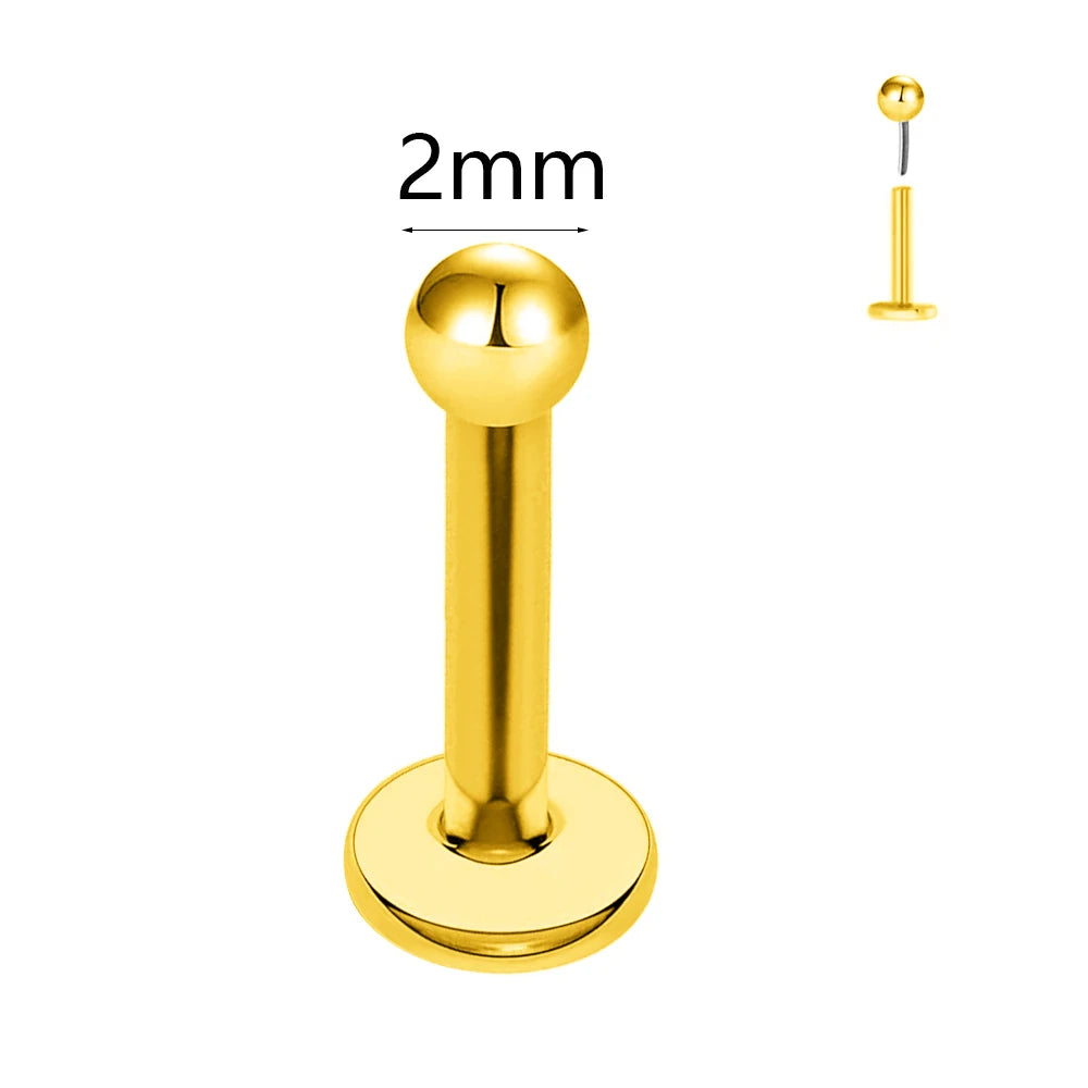 ASTM F136 G23 Titan Kugel Tragus Ohrring Gewindeloses Piercing Herz Zirkonia Stift Daith Conch Push-in Labret Stecker