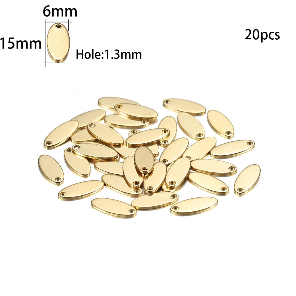 10-50 Piezas de Acero Inoxidable Dorado, Placas de Identificación Personalizadas, Óvalos en Forma de Corazón, Dijes, Colgantes para Suministros de Fabricación de Joyería DIY