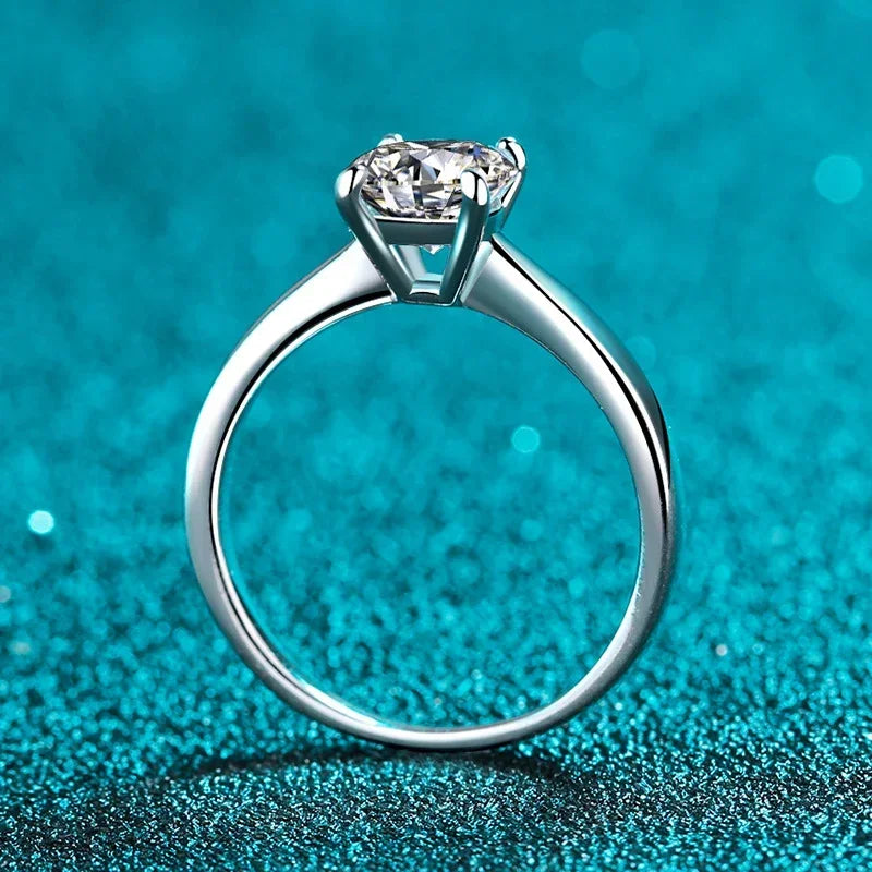 Anillo de compromiso NeeTim de moissanita de 2 quilates para mujer, plata de ley 925 con baño de oro, joyería de banda de boda de promesa con diamante de laboratorio