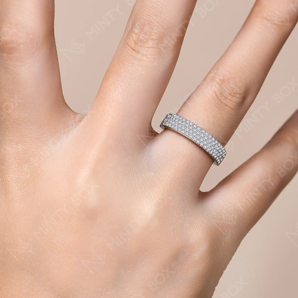 MINTYBOX Moissanit Ehering S925 Sterlingsilber Ring für Damen Labordiamant Stapelringe Verlobung Edler Schmuck Geschenk