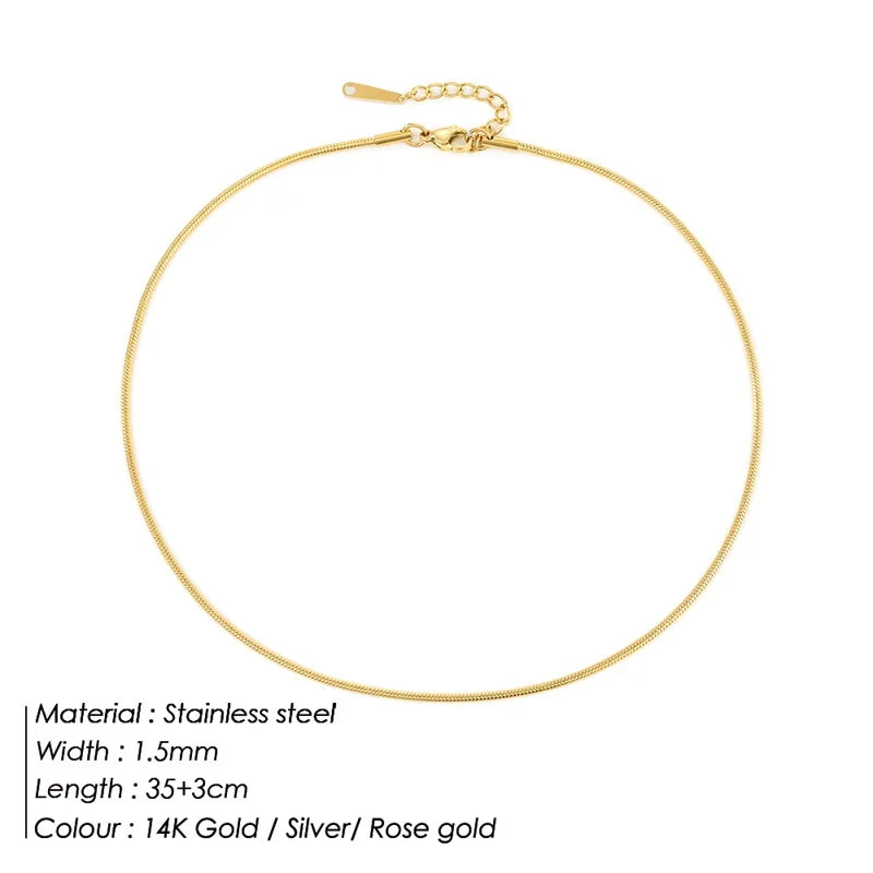 SUNIBI Stainless Steel Necklaces for Women Gold Color Basic Punk Link Chain Necklace Solid Metal Jewelry Wholesale/dropshipping