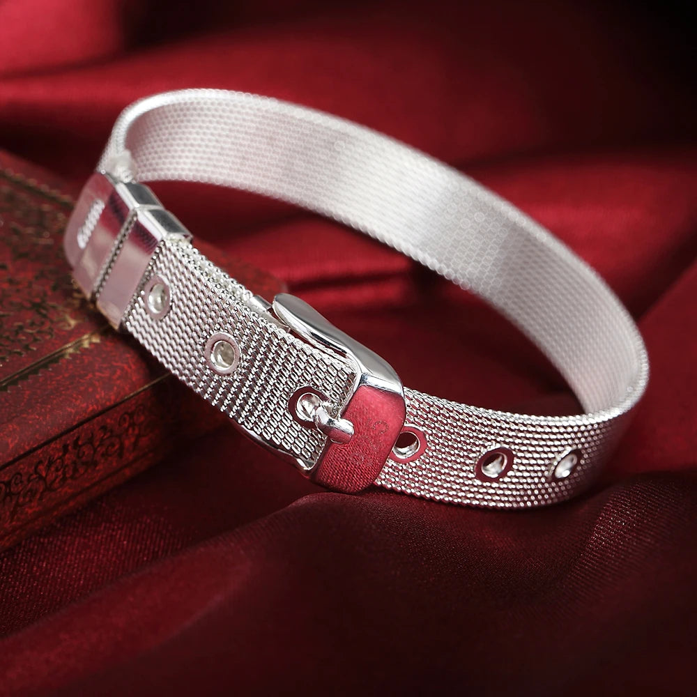 925 Sterling Silber exquisites massives Kettenarmband Mode Charms Frauen Männer massiv Hochzeit süße schlichte Modelle Schmuck