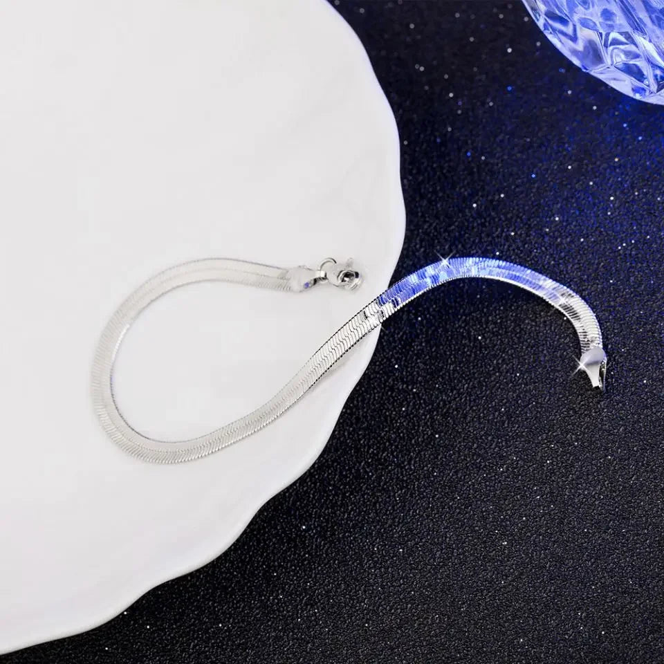 Neu eingetroffen 925 Sterling Silber 4MM Armband für Damen Herren Klinge Mode Hochzeit Edler Schmuck Weihnachtsgeschenk 8 Zoll
