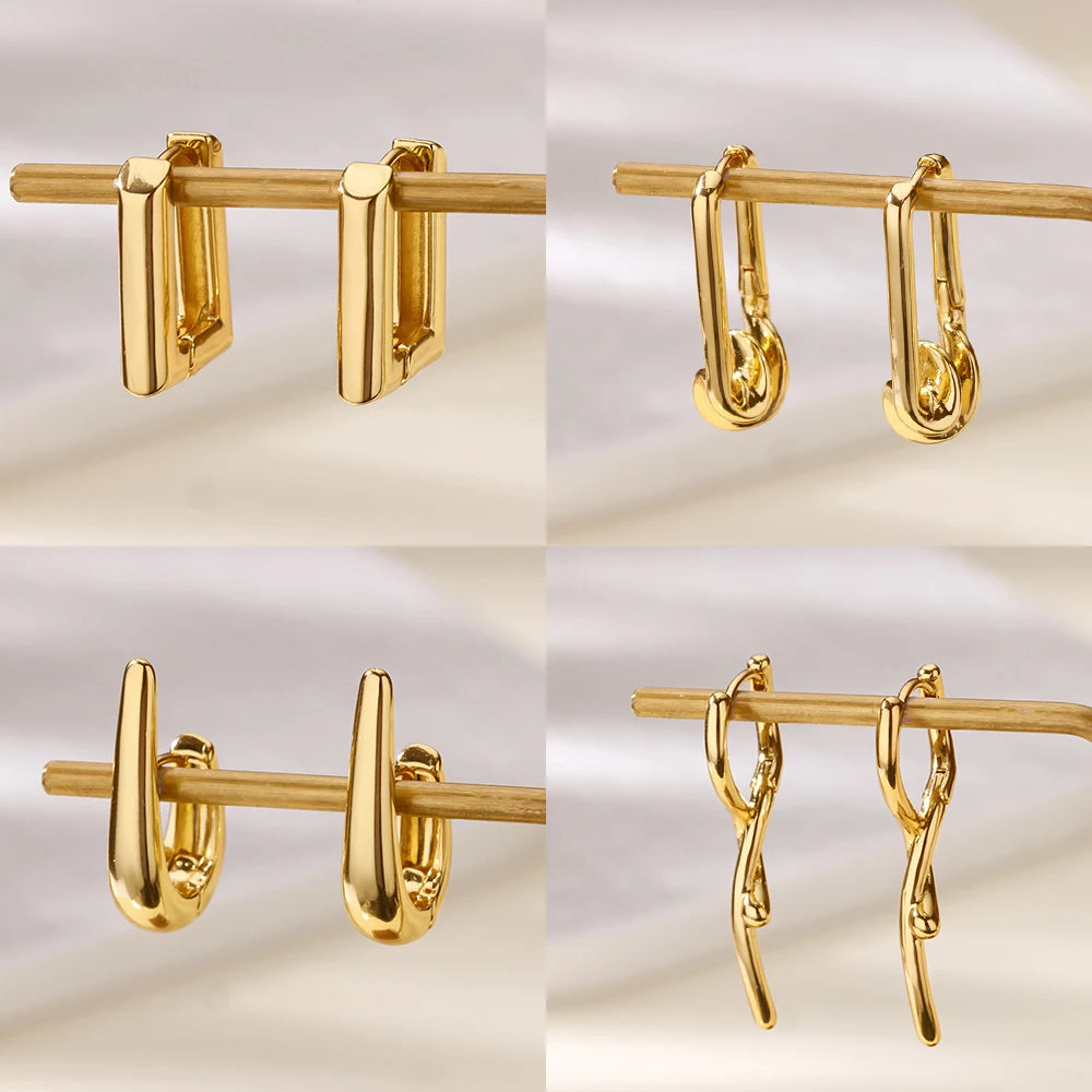 Elegantes pendientes cuadrados para mujer y niña, aretes de aro de acero inoxidable, joyería estética de lujo para boda y compromiso