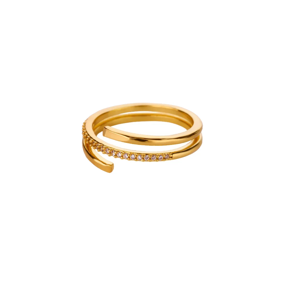 Edelstahl Kleine Zirkonringe für Frauen Exquisiter Goldfarbener Sonnen-Doppelring Punk Hip-Hop Accessoire Bague Schmuckgeschenk