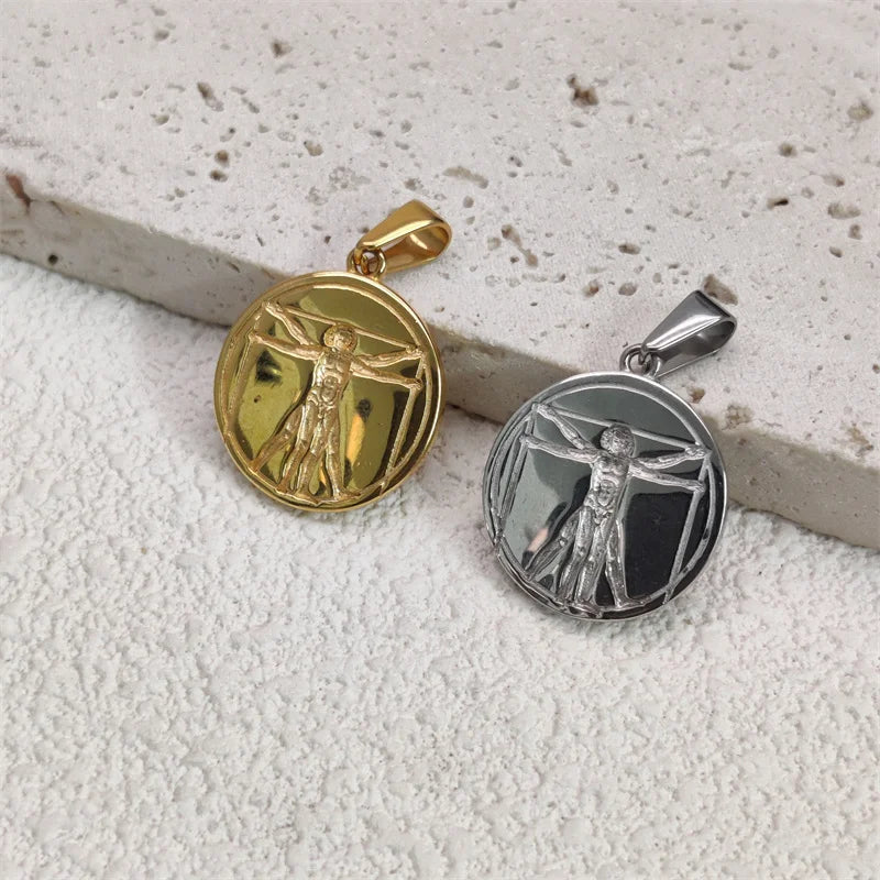 Colgantes de acero inoxidable chapados en oro de 18 quilates con diseño de cruz de rosa a la moda para mujer y hombre