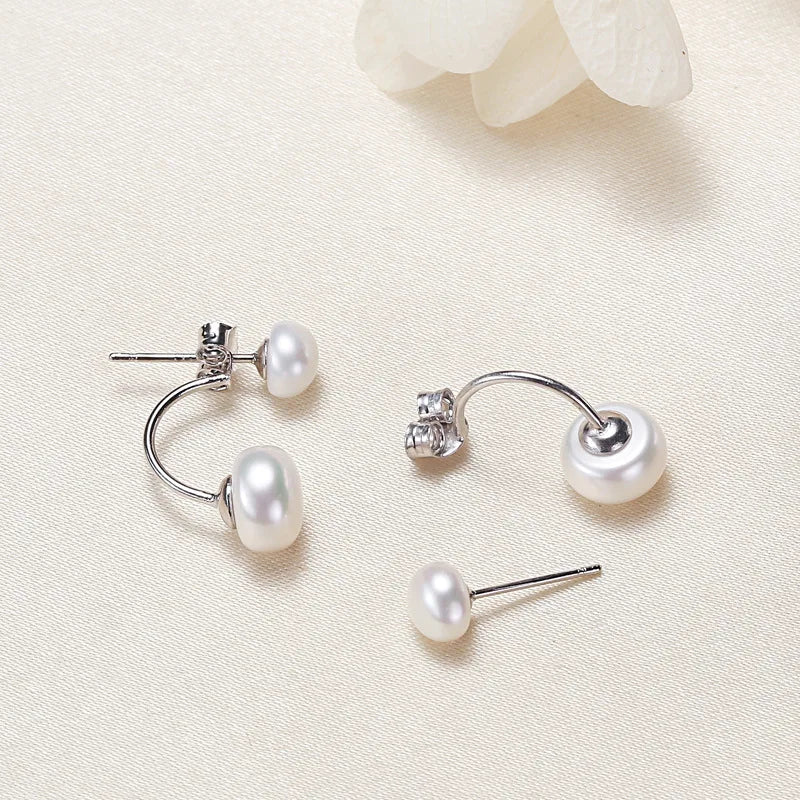 S925 Silber Kleine Perlenohrstecker Nahezu Rund, Dezente Eleganz, Vielseitiger Ohrschmuck