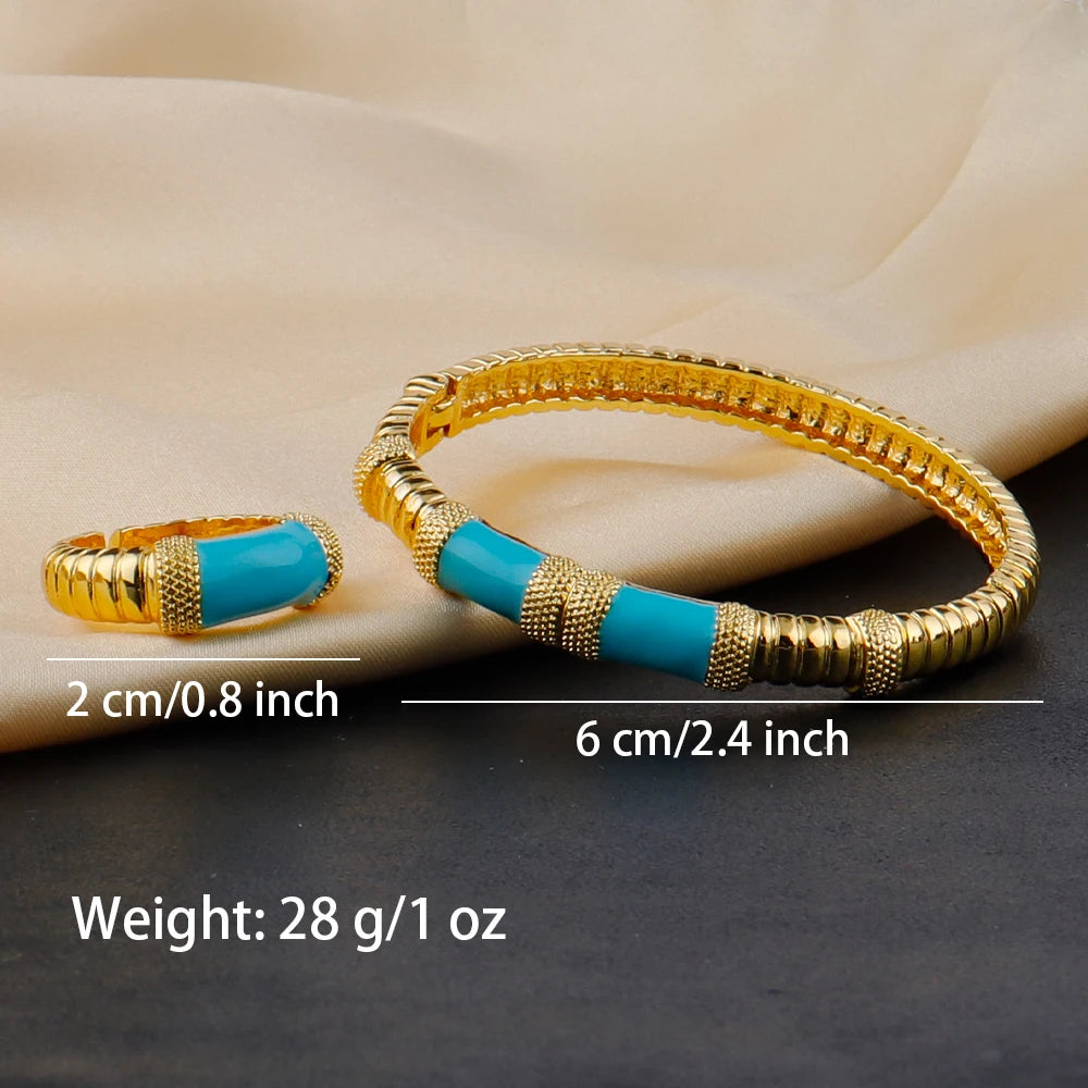 Vergoldeter Ring und Armband, nigerianisches Schmuckset, hohe Eleganz, mehrfarbig, personalisierte Armbänder, Mädchengeschenk, kostenloser Versand