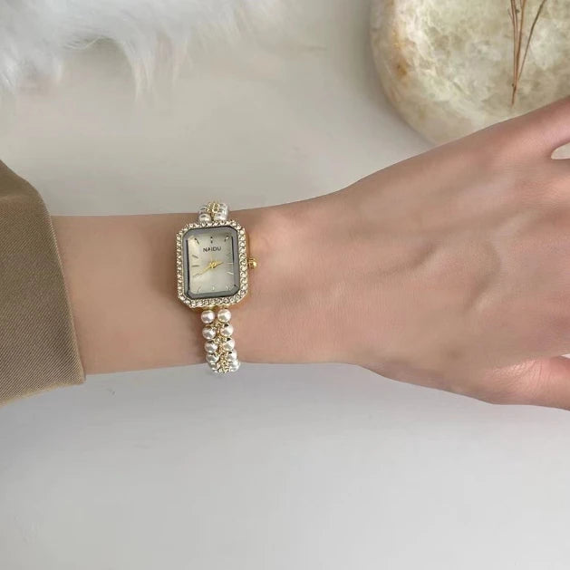 Perlenbesetztes Armband Damenuhr Luxus Damengeschenk Armbanduhr Mode Quarzuhr Dropshipping Relojes Para Mujer