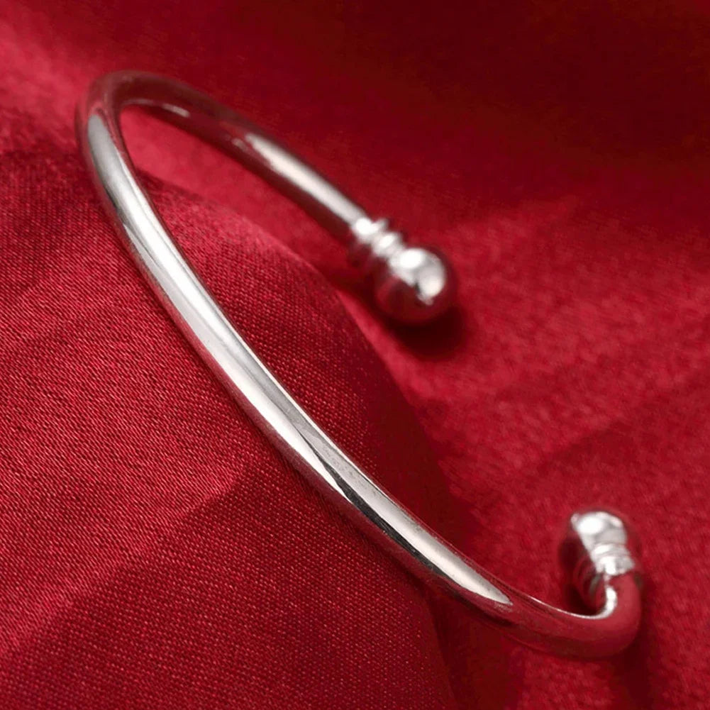 Trendige 925 Sterling Silber Armreifen Armband Anhänger Süße Offen für Frauen Mode Schmuck Verstellbare Größe Manschette Hochzeit Party