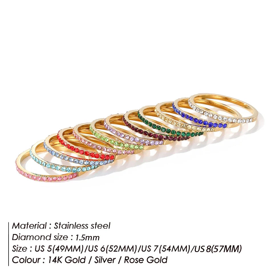 Edelstahl Geburtssteinring für Damen 12 Sternzeichen Mode Farbige Strassringe Jubiläum Hochzeit Geschenk Schmuck Großhandel