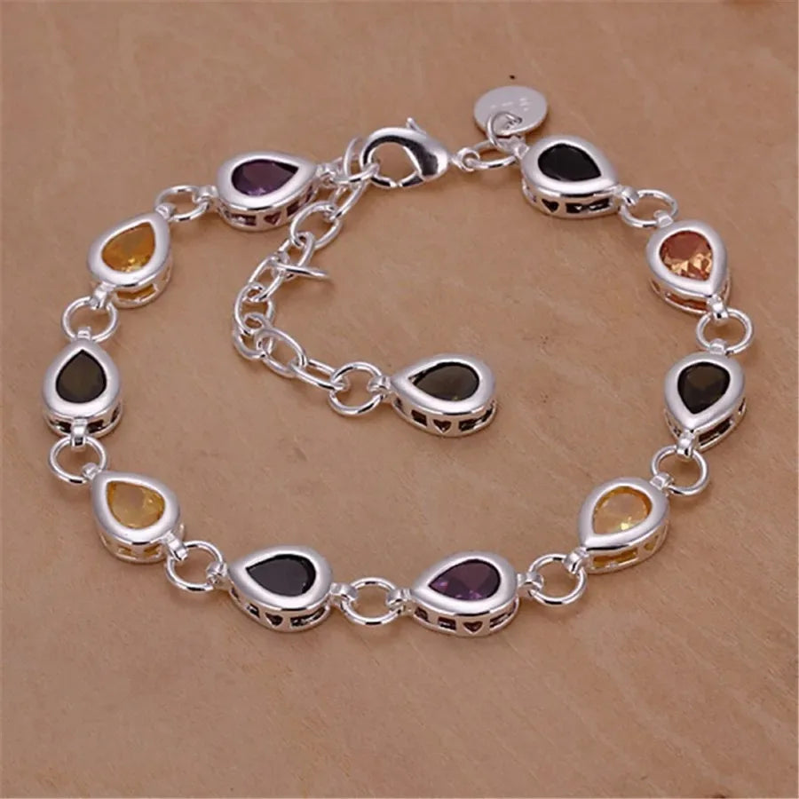 Großhandel 925 Sterling Silber Edle Charm Armbänder Zirkon Kette Kristall Schmuck Mode für Frauen Hochzeit Dame Süß
