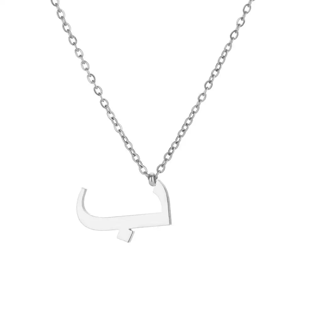 Collar con colgante de letras árabes para mujer, cadena inicial de acero inoxidable, gargantilla, collar, joyería de boda 2024, bisutería