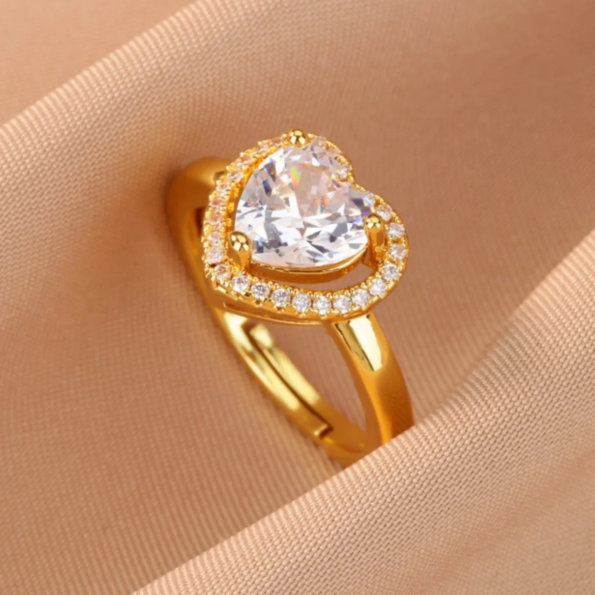 Bunter Zirkonia-Ring für Damen, Edelstahl, goldfarben, offener Ring, Vintage-Boho-Hochzeitsfeier-Schmuck, Geschenk-Accessoires