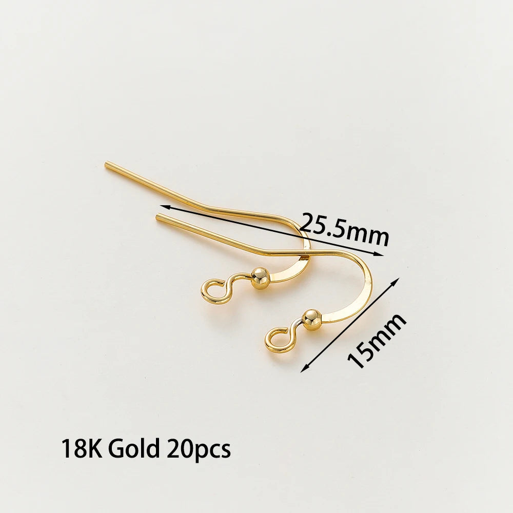 20 unidades/lote 6 estilos 14K 18K Alambres chapados en oro para pendientes con gancho para la oreja Suministros de cierres para pendientes para la fabricación de joyas DIY