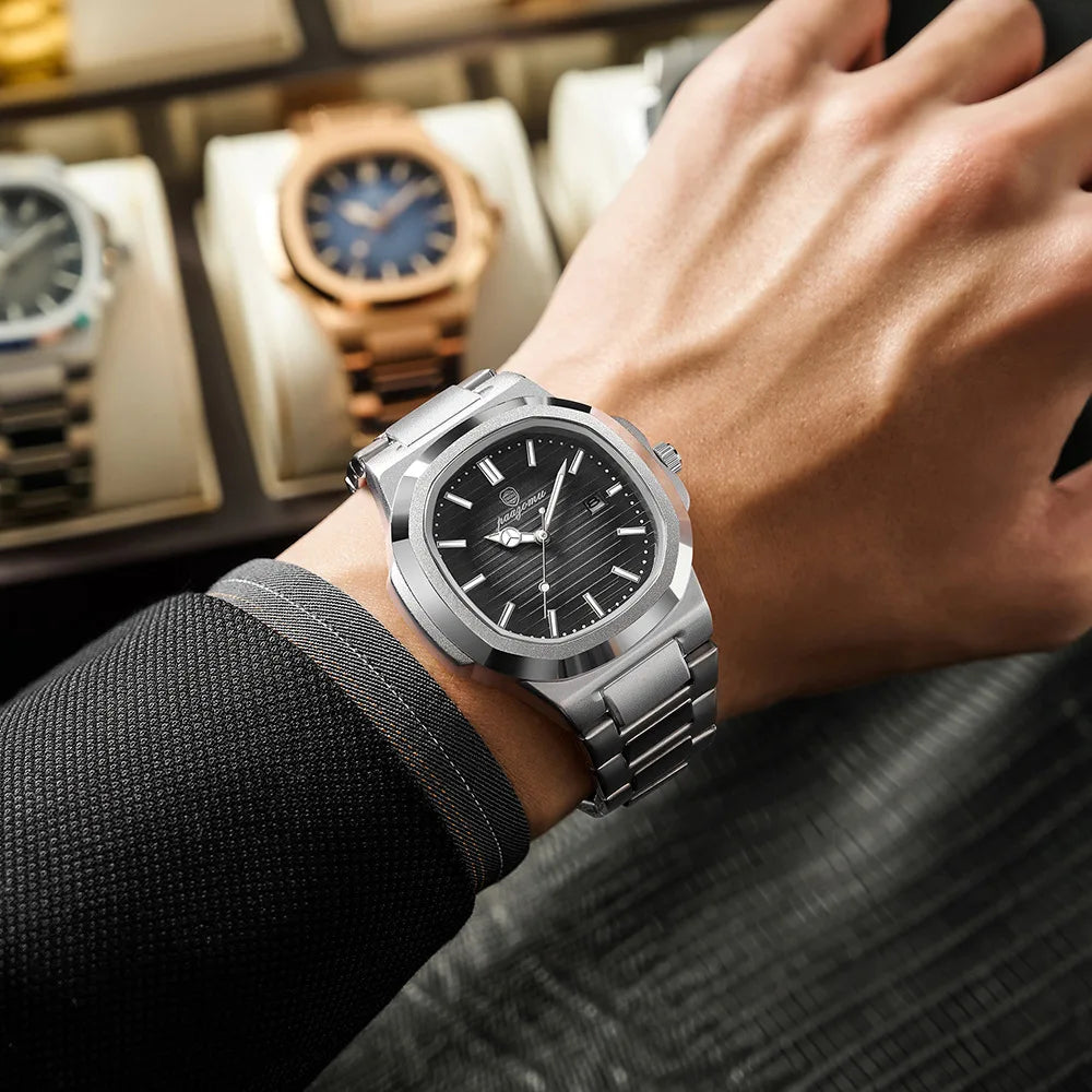 PAAZOMU Reloj de pulsera de lujo para hombre, impermeable, luminoso, cronógrafo, de acero inoxidable, para hombre, reloj de cuarzo, reloj hombre