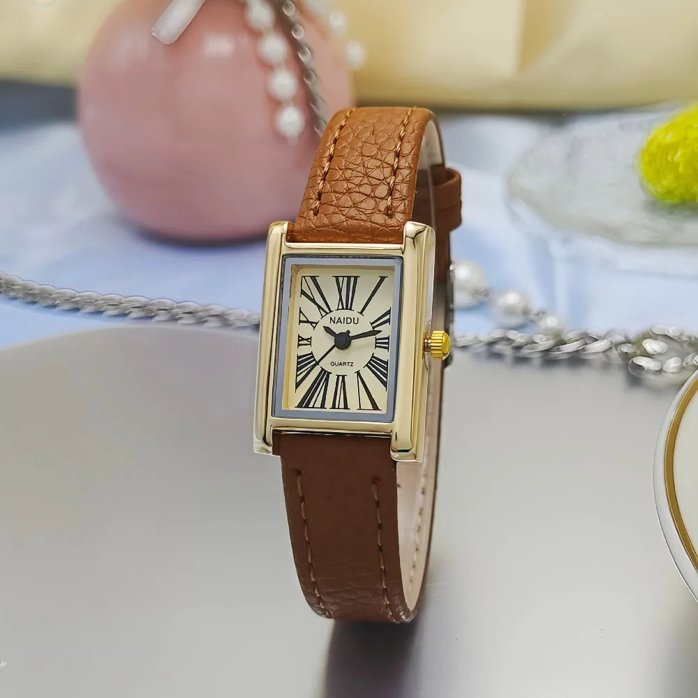 Relojes de pulsera de cuarzo de moda para mujer, correa de cuero simple, esfera romana, reloj de mujer de lujo, regalo para chica, relojes superventas Reloj Mujer
