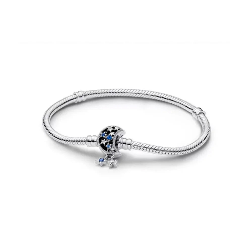 925 Sterling Silber Armbänder Herz Pavé Rot Blume Stern Clip Schlangenkettenarmband Liebe Armreifen DIY Feiner Schmuck