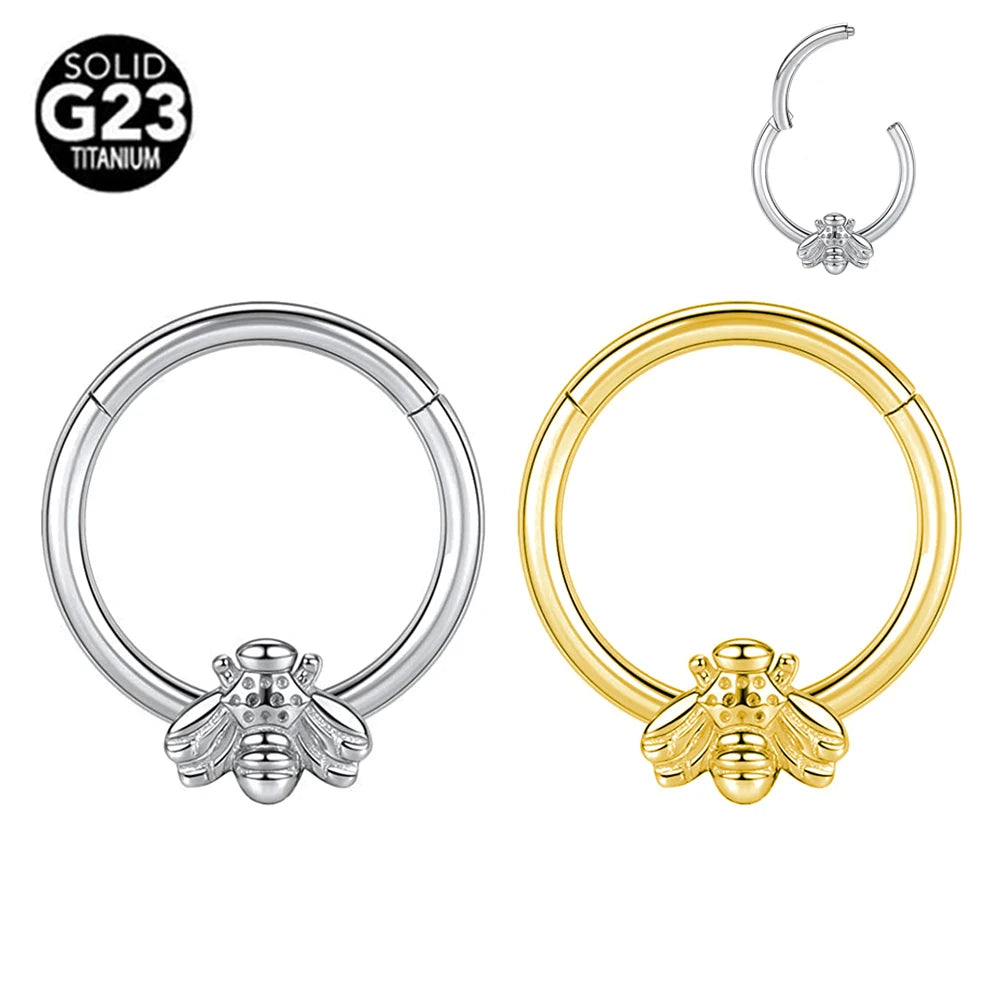 G23 Titanio Abeja Septum Aro Nariz Piercing Joyería Corporal 16G Segmento Lunar Serpiente Clicker Hélice Oreja Cartílago Corazón Daith Aro