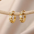 Heart Stainless Steel Earrings for Women Zircon Gold Color Hoop Earring Aesthetic Waterproof Ear Piercing Jewelry Accessories