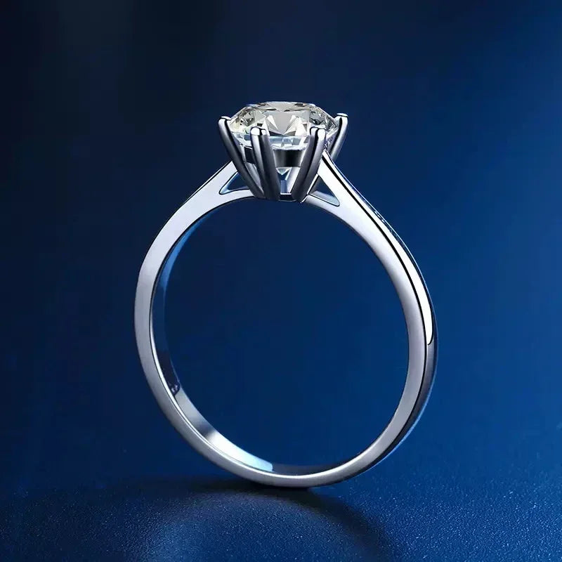 NeeTim 0.3ct 4mm Moissanit-Diamantring für Damen S925 Sterlingsilber mit vergoldetem Eternity Band Hochzeitsfeier Schmuck